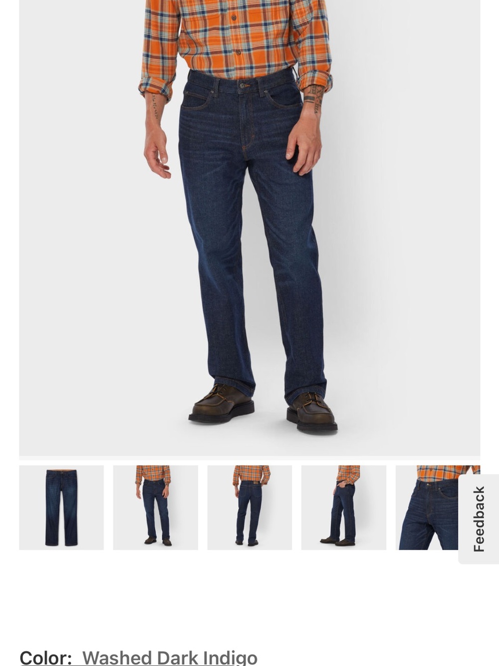 Duluth Trading Co Washed Dark Indigo Straight-Leg Jeans 44x34